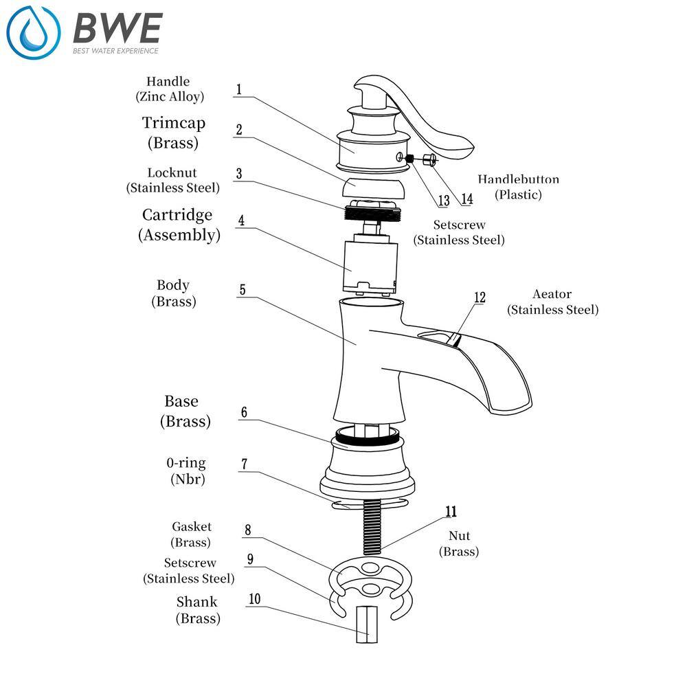 BWE Waterfall Bathroom Faucet Single-Handle Single Hole Sink Faucet Deck Mount Oil Rubbed Bronze Vanity Faucets A-96556-ORB