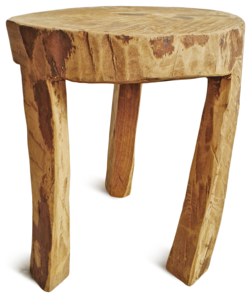 Rustic Naga Three Leg Wood Table 7   Rustic   Side Tables And End Tables   by Design Mix Furniture  Houzz