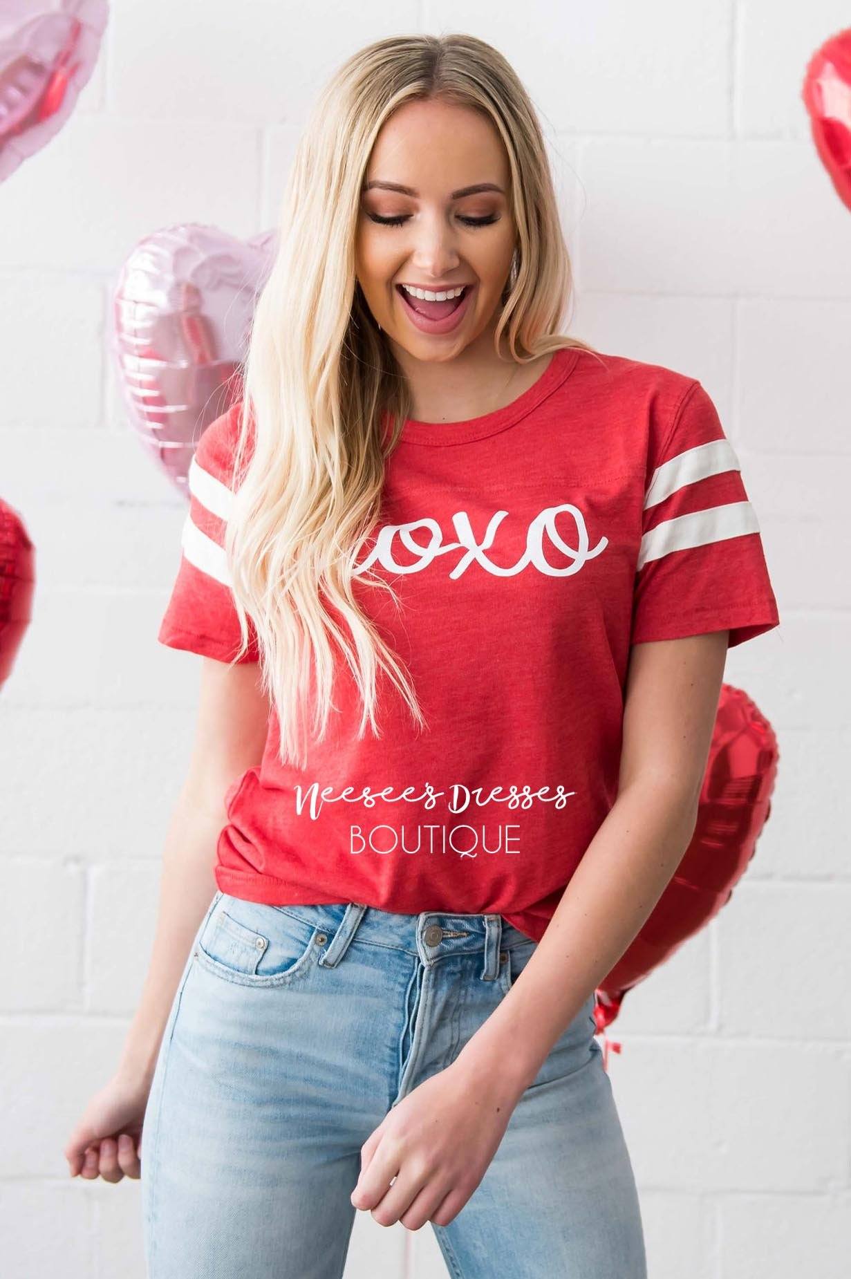 XOXO Vintage Striped Sleeve Tee