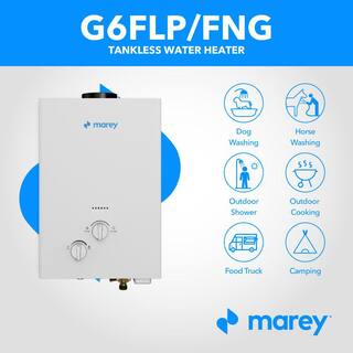 MAREY Flow 1.58 GPM 42000 BTU's Liquid Propane Gas Flow Activated Gas Tankless Water Heater G6FLP