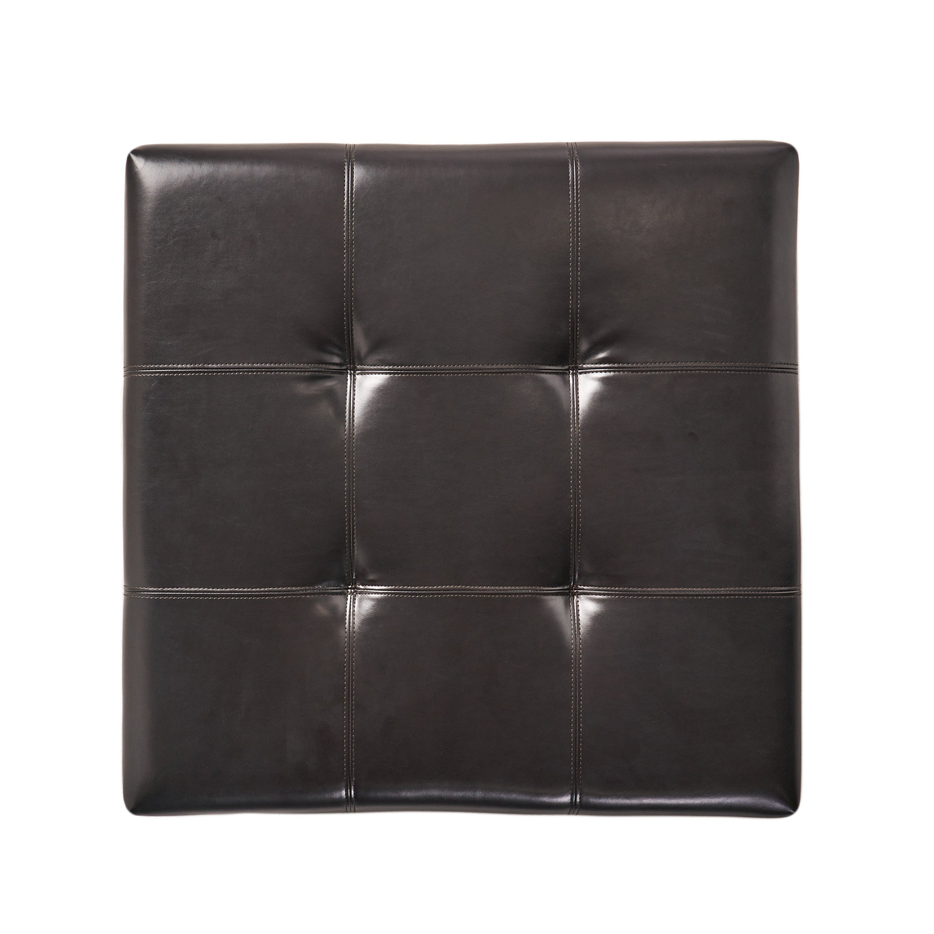 Boston Espresso Brown Tufted Leather Storage Ottoman Coffee Table