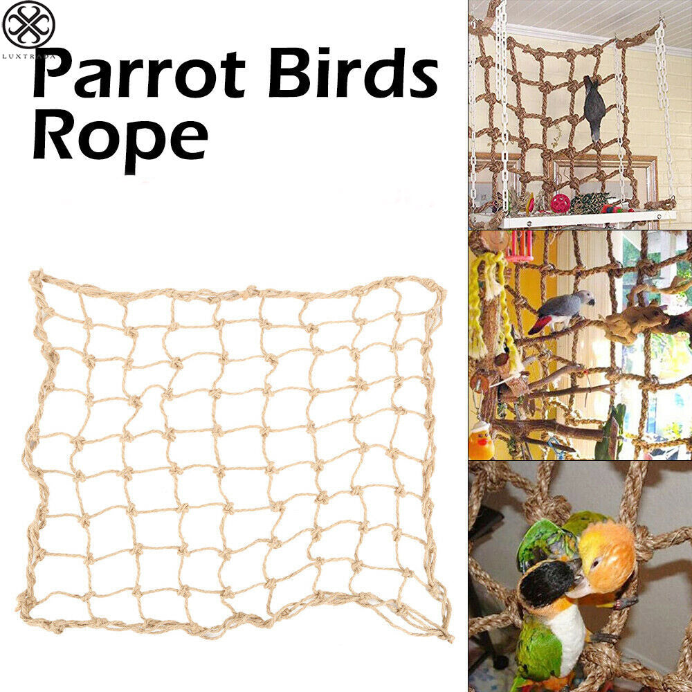 Luxtrada Pet Parrot Perch Bird Climbing Net Jungle Fever Swing Rope Animals Ladder Toys (11.8*7.9inch)