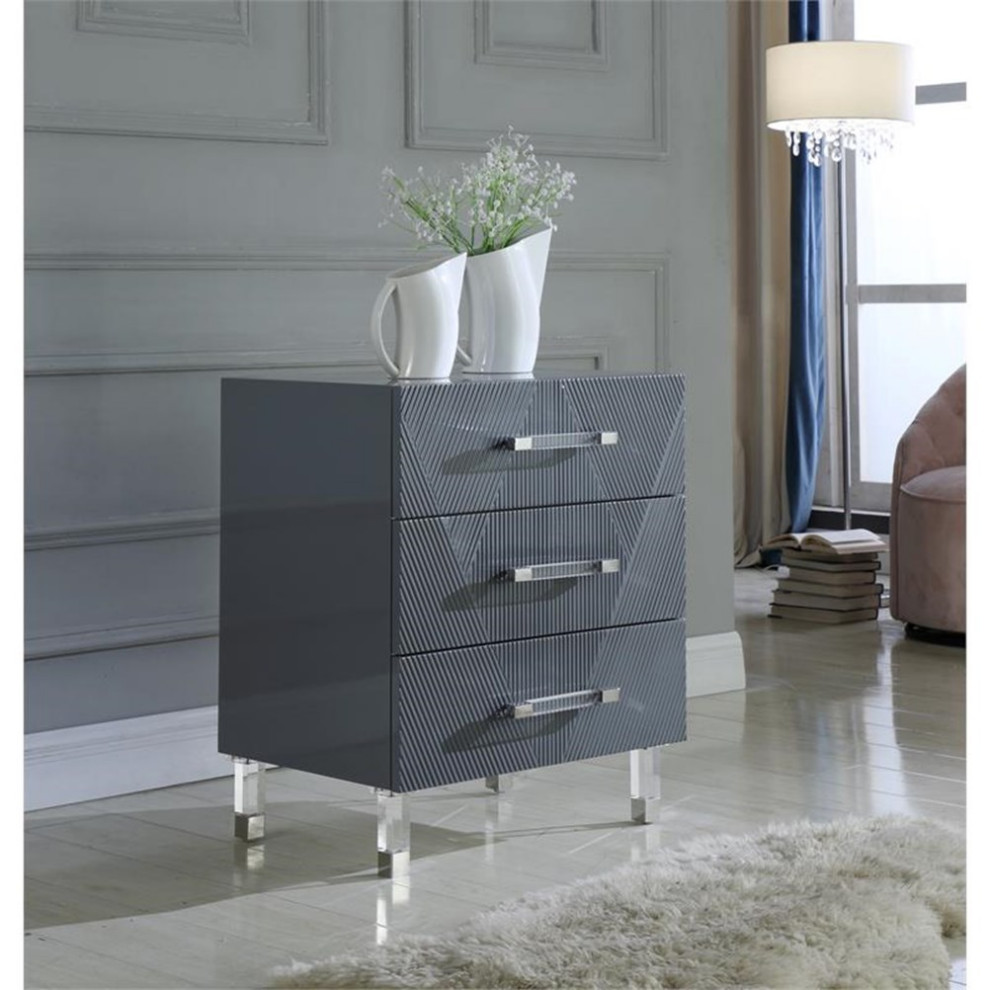 Home Square Anastasia Solid Wood Accent Table in Gray Lacquer   Set of 2   Contemporary   Side Tables And End Tables   by Homesquare  Houzz