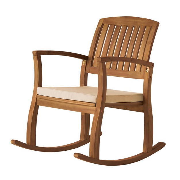 Selma Acacia Rocking Chair With Cushion Brown Christopher Knight Home