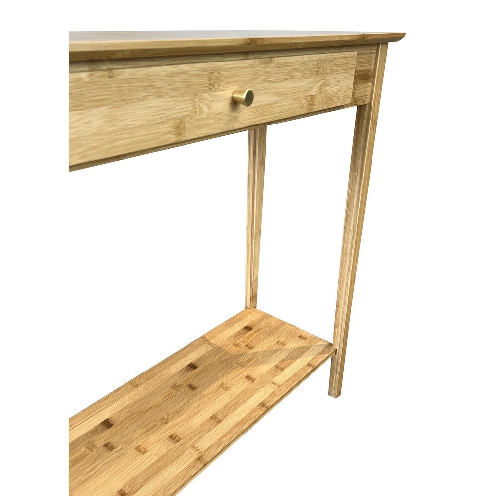 Solid Bamboo 2 Tier Console Table with Drawer