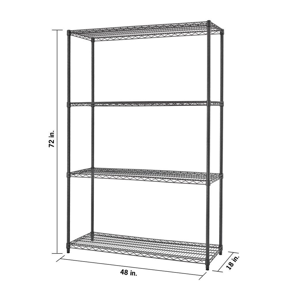 TRINITY PRO Black 4-Tier Steel Wire Garage Storage Shelving Unit (48 in. W x 72 in. H x 18 in. D) TBFPBA-0923