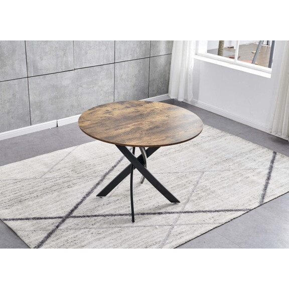 Round MDF Dining Table  Printed Walnut Table Top a...