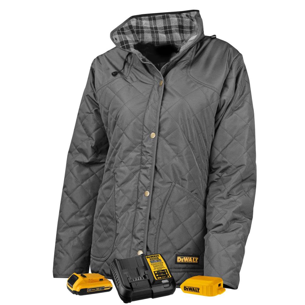 DEWALT Womans Heated Kit Barn Coat Charcoal Large DCHJ084CD1-L from DEWALT