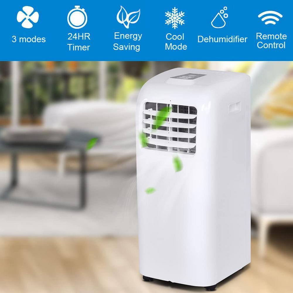 Gymax 8000 BTU(DOE) Portable Air Conditioner Cooling Fan Dehumidifier 8000BTU with Remote Control White GYM07549