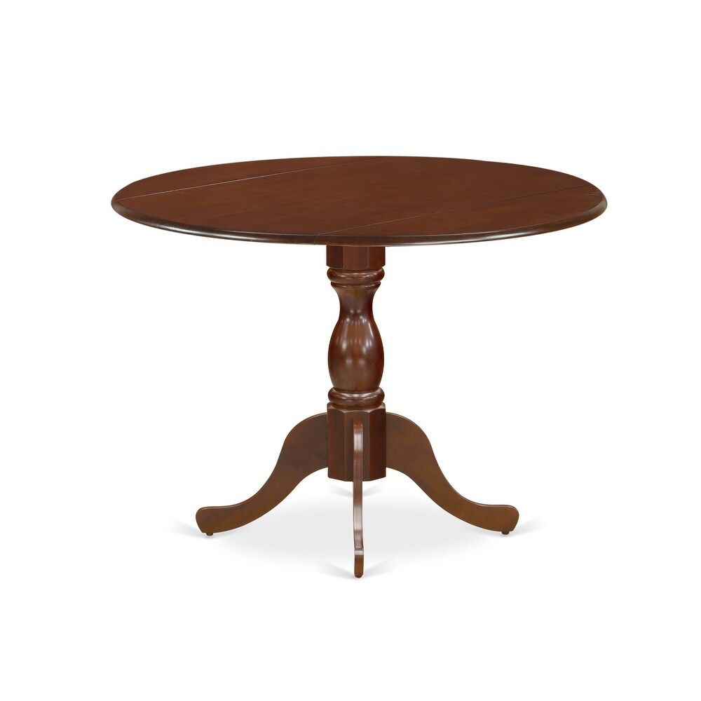 East West Furniture Dining Set Contains a Round Dining Table with Dropleaf and Kitchen Chairs  Mahogany (Pieces Option)