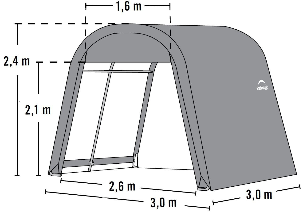 ShelterLogic 70435 10x10x8 ft. - 3x3x2 4 m Round Style Storage Shed   Grey Cover