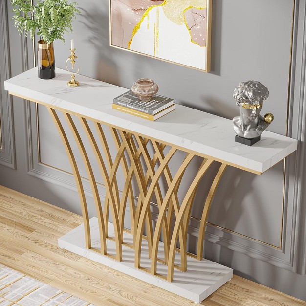 Tribesigns Grid shaped Metal Base Console Table