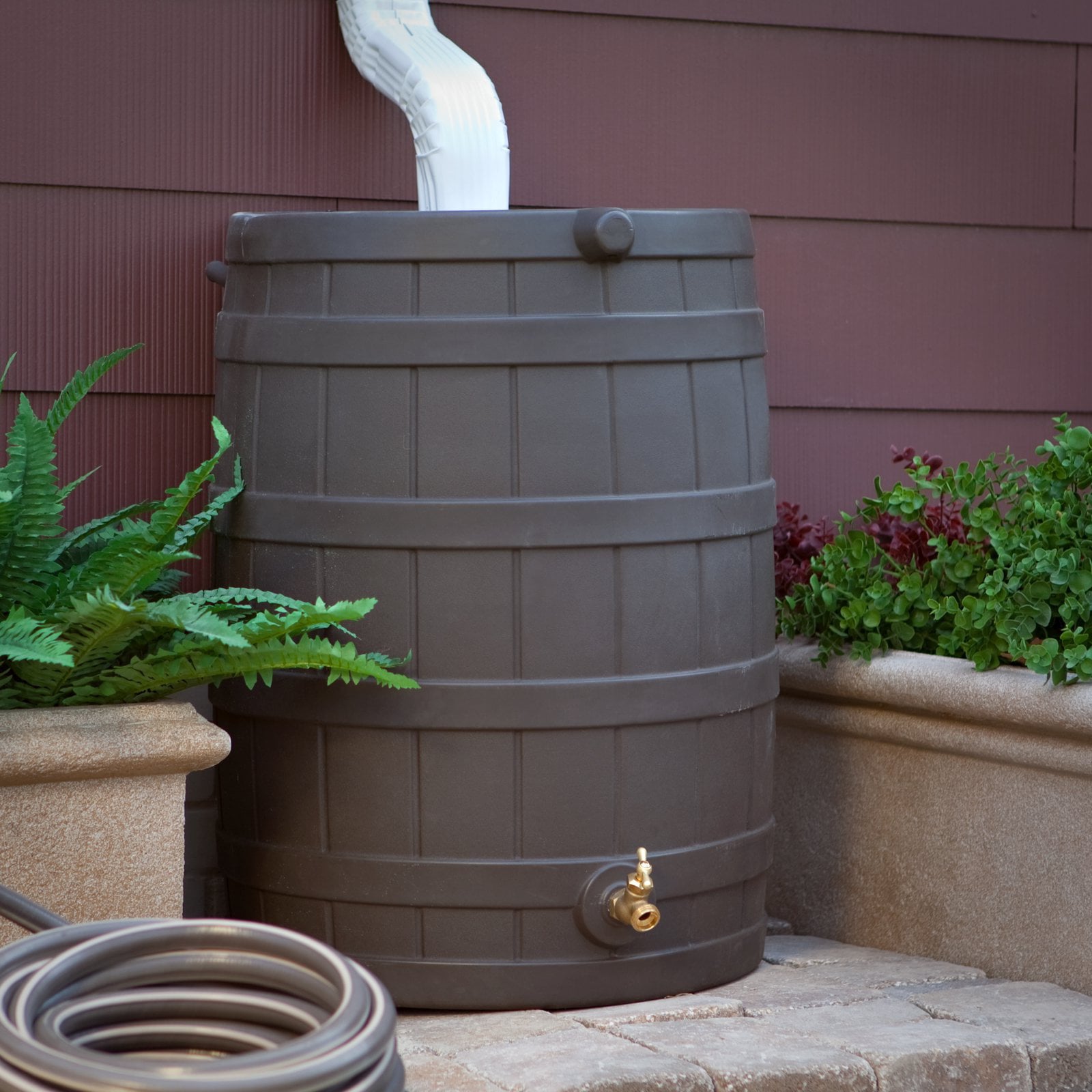 Good Ideas Rain Wizard Resin 40 Gallon Flat Back Rain Barrel