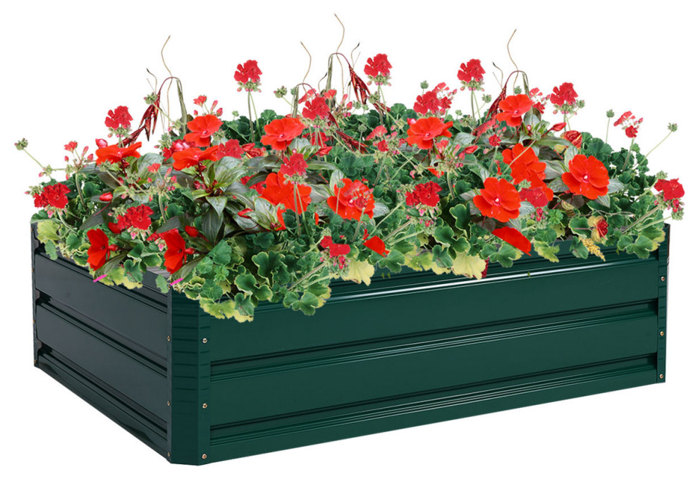 Costway 39.4  x27 x27x31.5  x27 x27Patio Raised Garden Bed Vegetable Flower Plant Dark Green   Contemporary   Outdoor Pots And Planters   by Costway INC.  Houzz