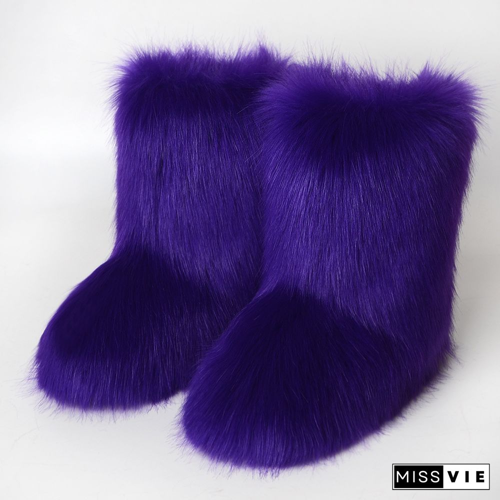 Fashion Casual Fur Boots Plus Velvet Ski Boots