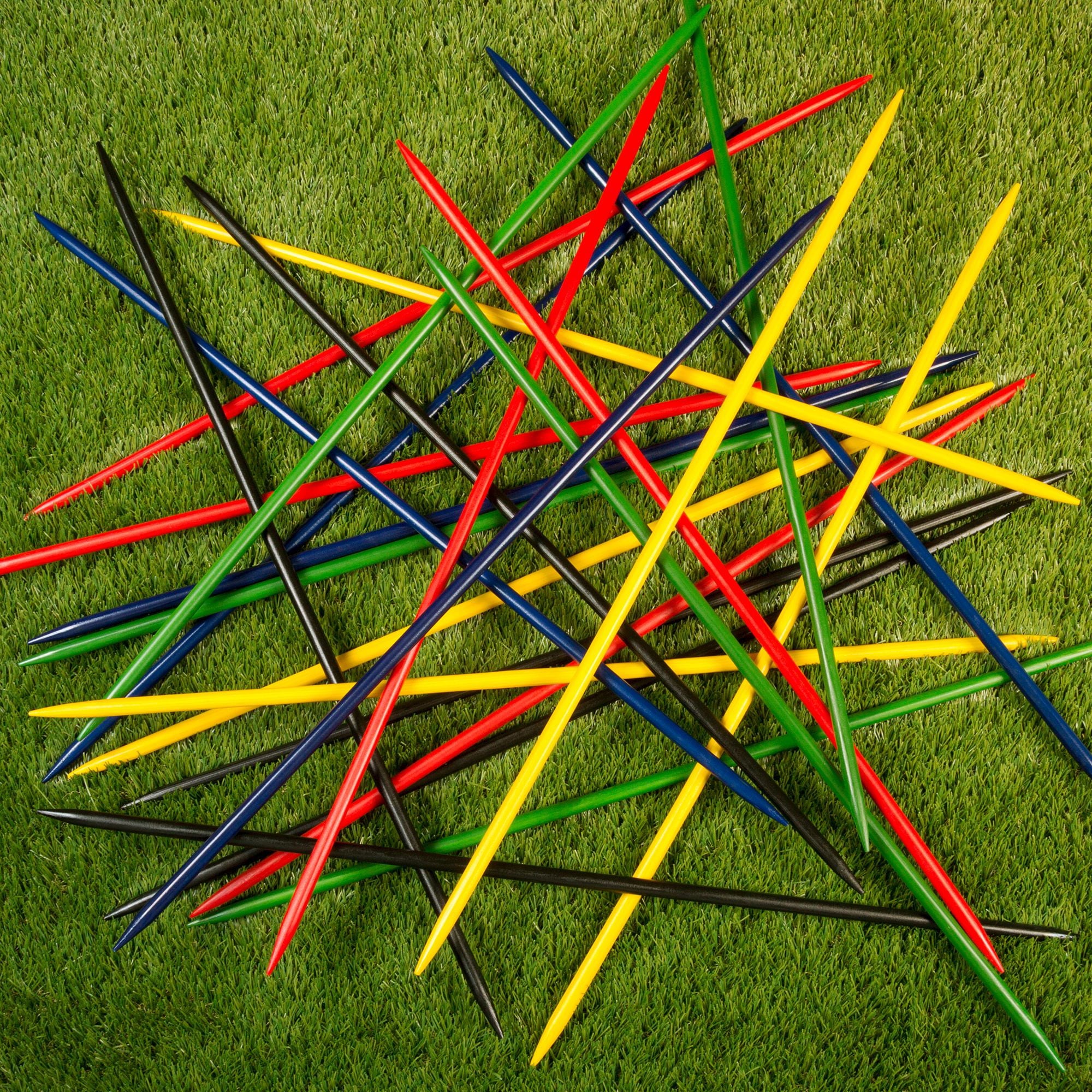 Hey Play 25-Piece Jumbo Pick Up Sticks Classic Wooden Game and Carry Bag