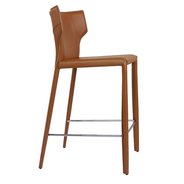 Adoro Mid-century Modern Wingback Leather Counter Stool - Contract Grade