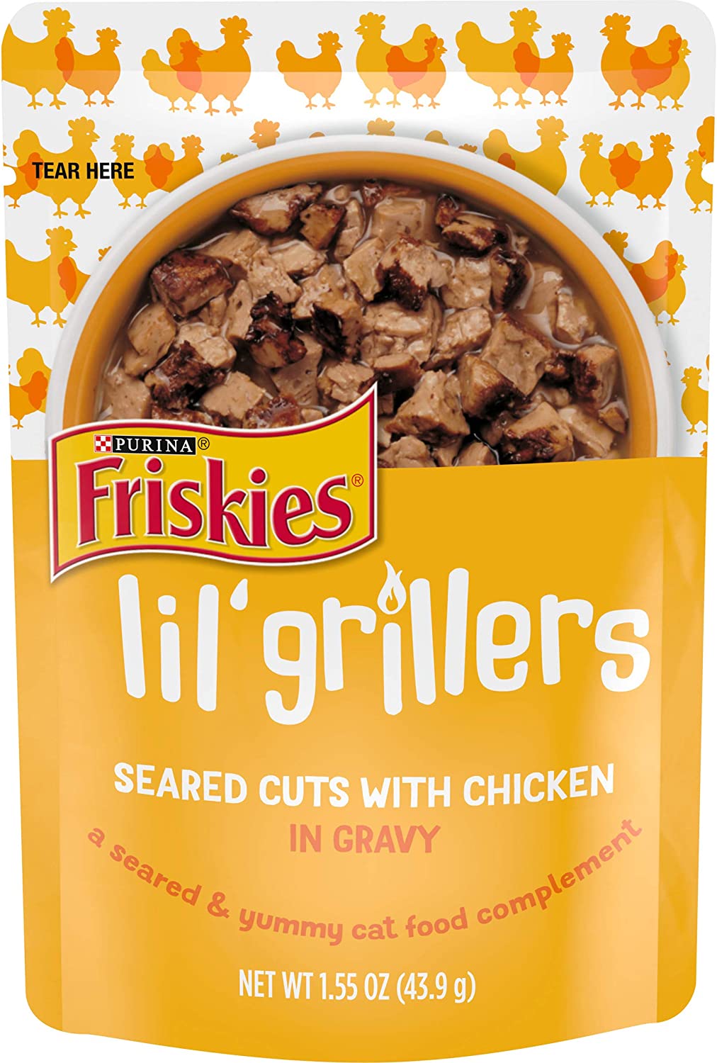 Purina Friskies Gravy Wet Cat Food Complement Lil' Grillers Seared Cuts with Chicken - (16) 1.55 oz. Pouches