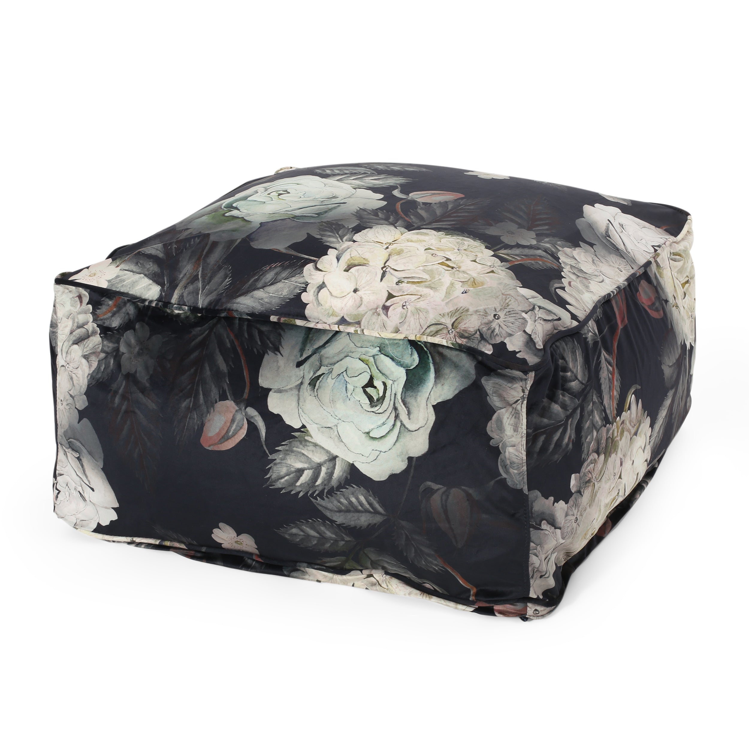 Amlin Traditional Fabric Flower Print Pouf