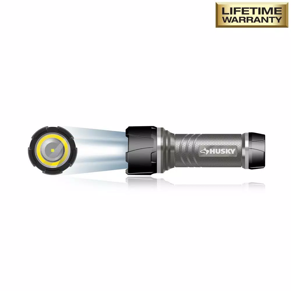 Husky 4AAA 350-Lumen LED Dual Beam Unbreakable Aluminum Flashlight and#8211; XDC Depot