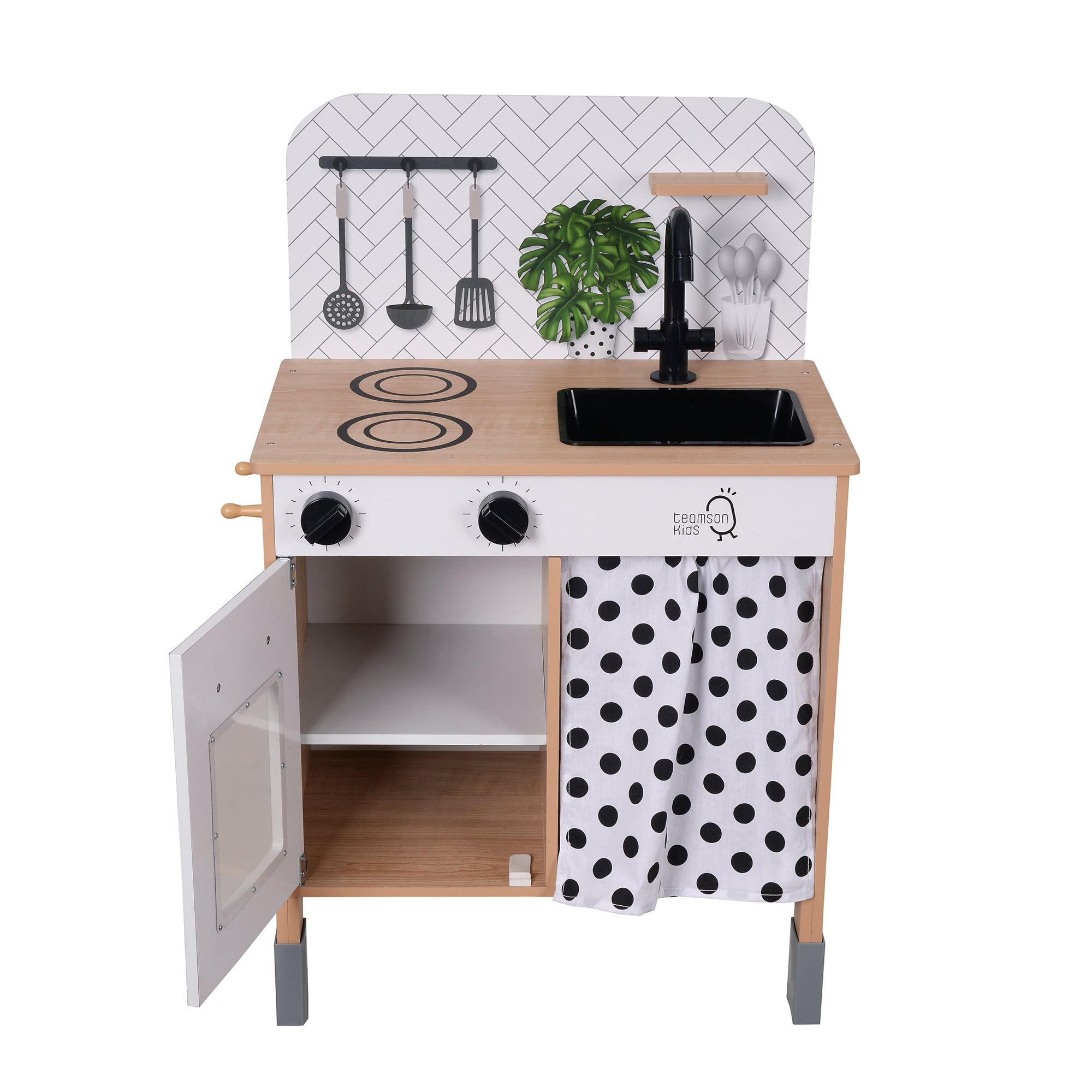 Teamson Kids Little Chef Philly Modern Wooden Kitchen Playset, White/Natural