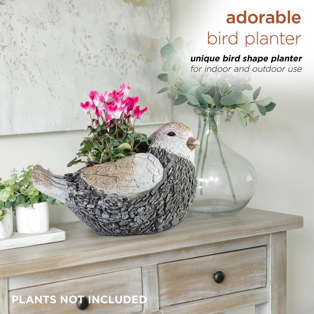 Alpine Corporation 11 in. Tall Indoor/Outdoor Bird Shaped Planter and Yard Decoration QWR482