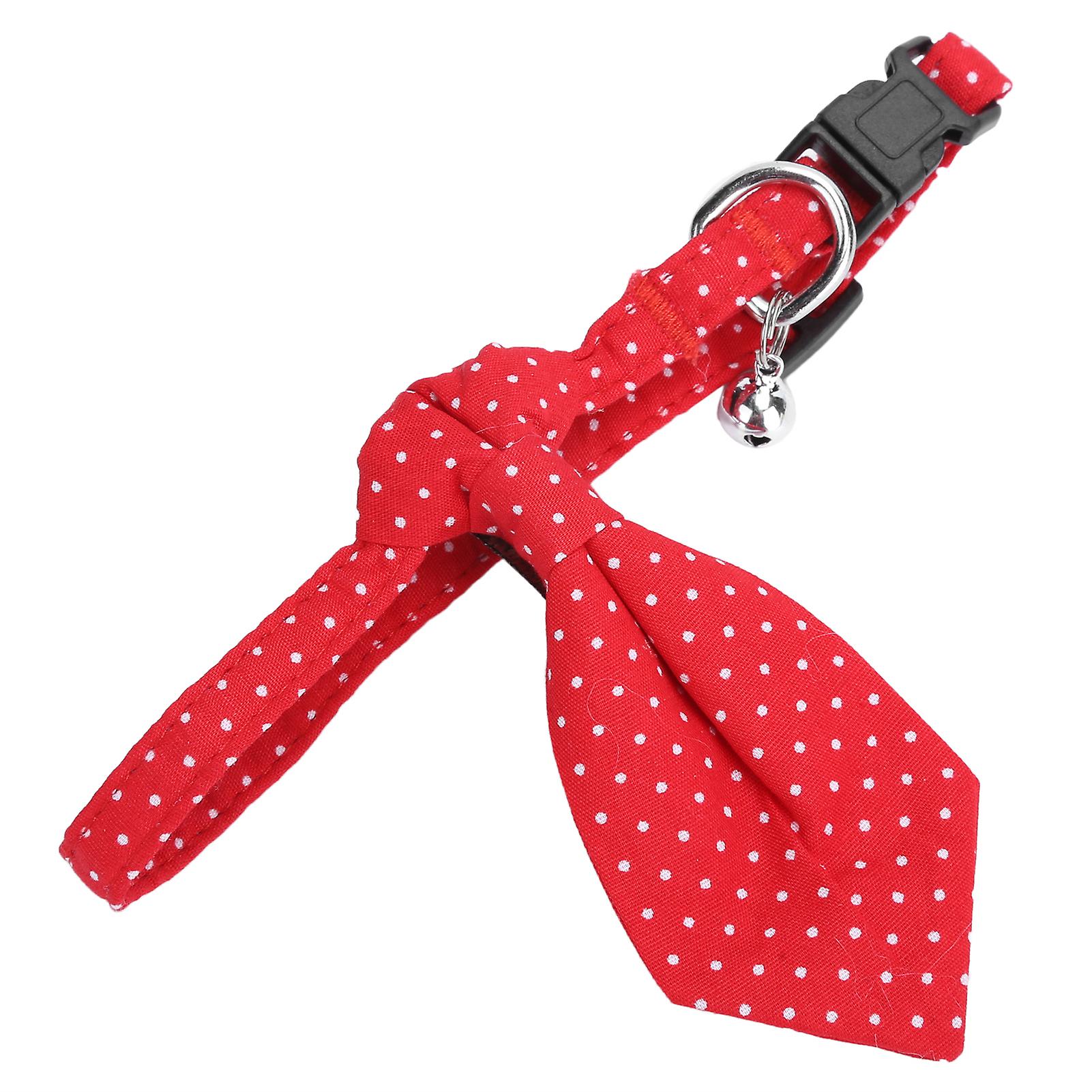 Dog Collar Polka Dot Red Necktie Bowknot Cotton Adjustable Pet Accessories With Bellcollar Polka Dot Red S