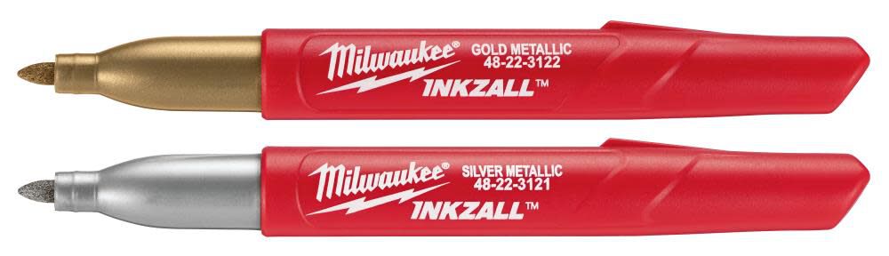 Milwaukee INKZALL Silver/Gold Fine Point Markers (2 Pack) 48-22-3123 from Milwaukee