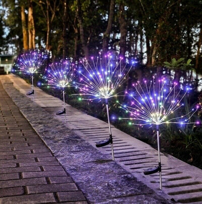 120 LED Solar Light Outdoor Grass Globe Dandelion Lamp Garden Lawn Landscape Lamp Flash String Firework Light Holiday Xmas Decoration