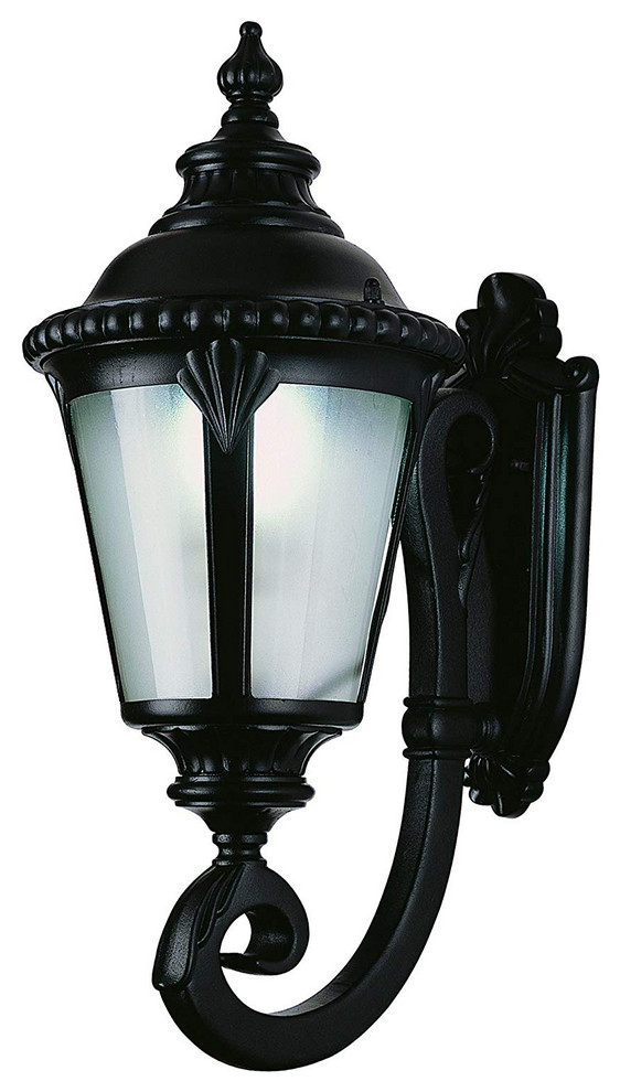 Italian Estate Black With Frosted Glass LED Outdoor Wall Lantern   Transitional   Outdoor Wall Lights And Sconces   by Lighting Front  Houzz