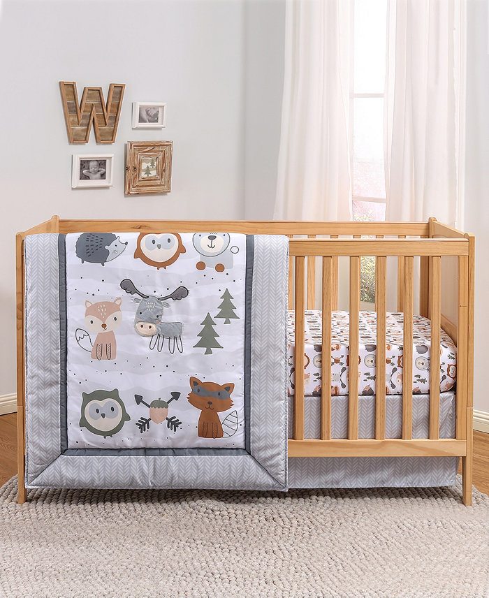 The Peanutshell PSP Woodland Walk 3-Piece Crib Bedding Set