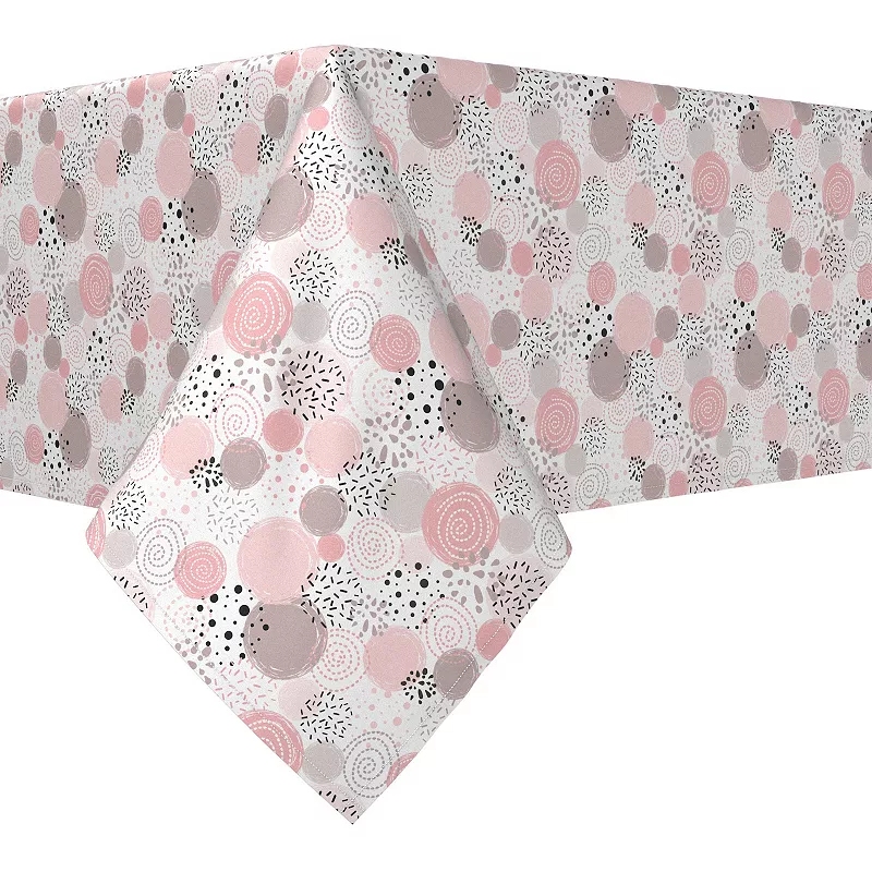 Rectangular Tablecloth， 100% Cotton， 52x84， Decorated in Pink Dots