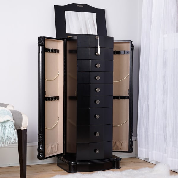 Hives and Honey 'Florence' Black Wood 8-drawer Jewelry Armoire - - 12806636