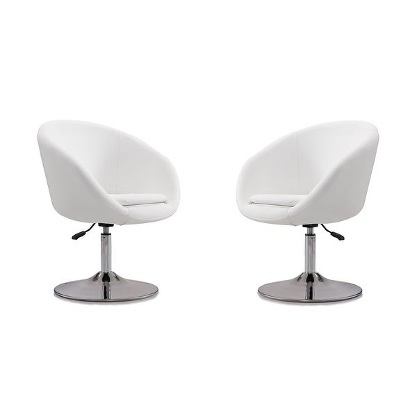 Manhattan Comfort Hopper Chrome Faux Leather Adjustable Height Chair (Set of 2)