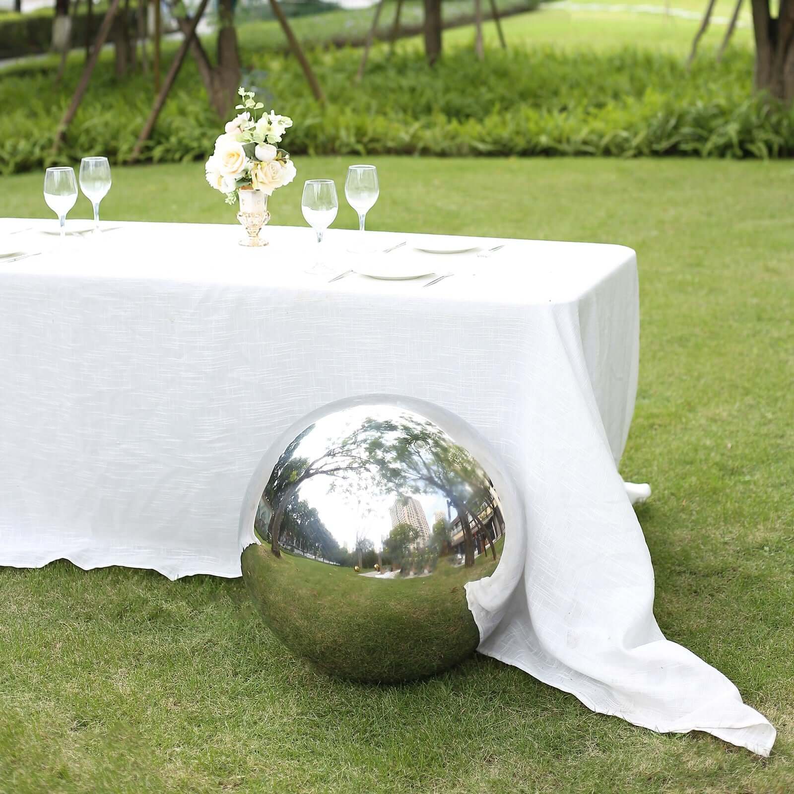 Silver Stainless Steel Gazing Globe Mirror Ball, Reflective Shiny Hollow Garden Sphere - 20