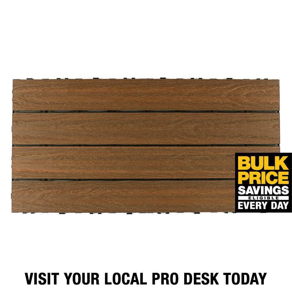 NewTechWood UltraShield Naturale 2 ft. x 1 ft. Quick Deck Outdoor Composite Deck Tile in Peruvian Teak (20 sq. ft. Per Box) US-QD-ZX-24-TK