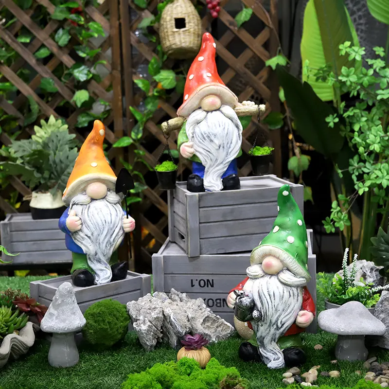 Redeco New Design  Gnomes Easter Magnesium Oxide Flower Gnome Magnesia Crafts For Gifts Home Garden Decoration