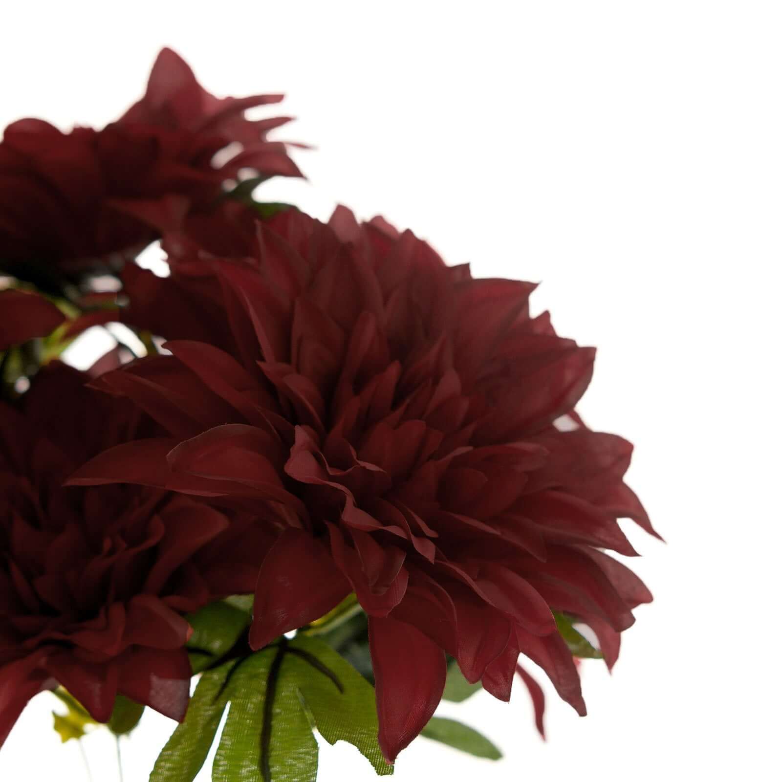 2 Bouquets Burgundy Artificial Silk Dahlia Flower Spray Bushes 20