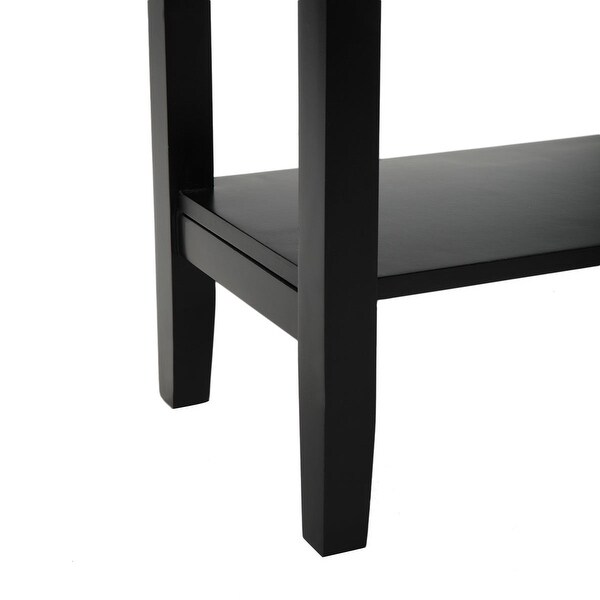 Black Heritage Flip Top Side Table with Storage Shelf