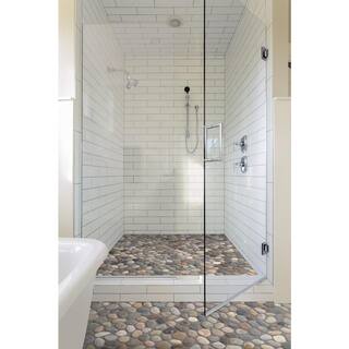 TILE CONNECTION Classic Pebble Tile River Grey 11-14 in. x 11-14 in. x 12.7 mm Mesh-Mounted Mosaic Tile (9.61 sq. ft.  case) xp3pgo