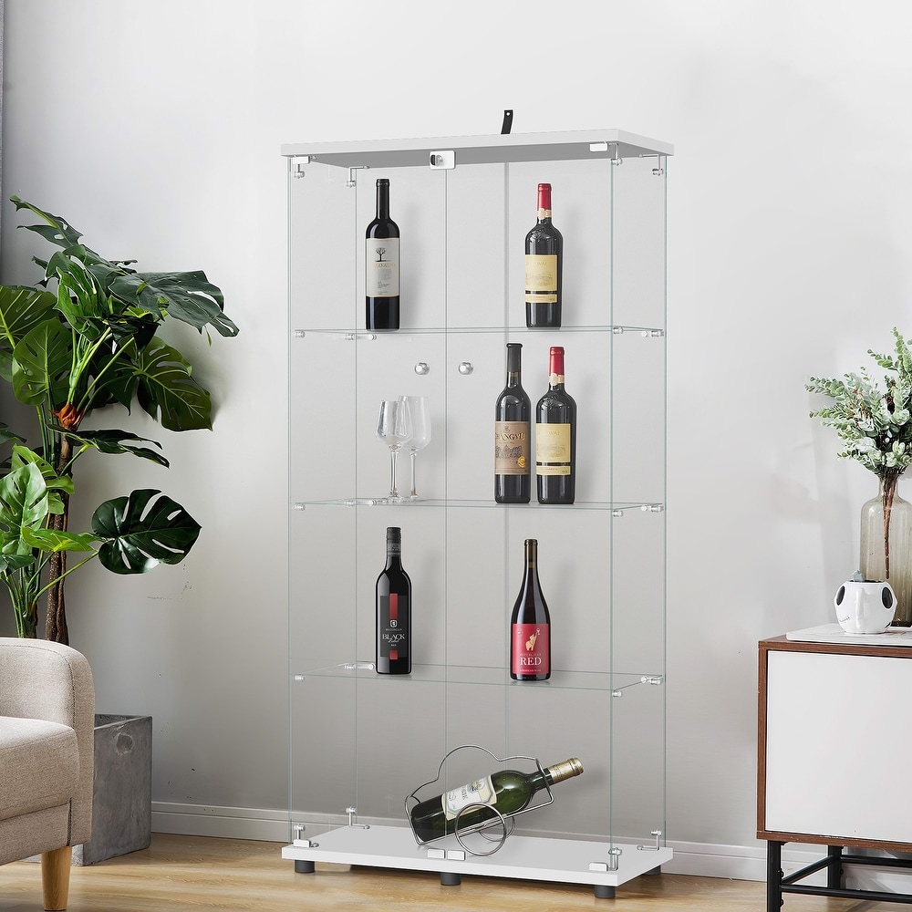 Tempered Glass Bookshelf Curio Display Cabinet