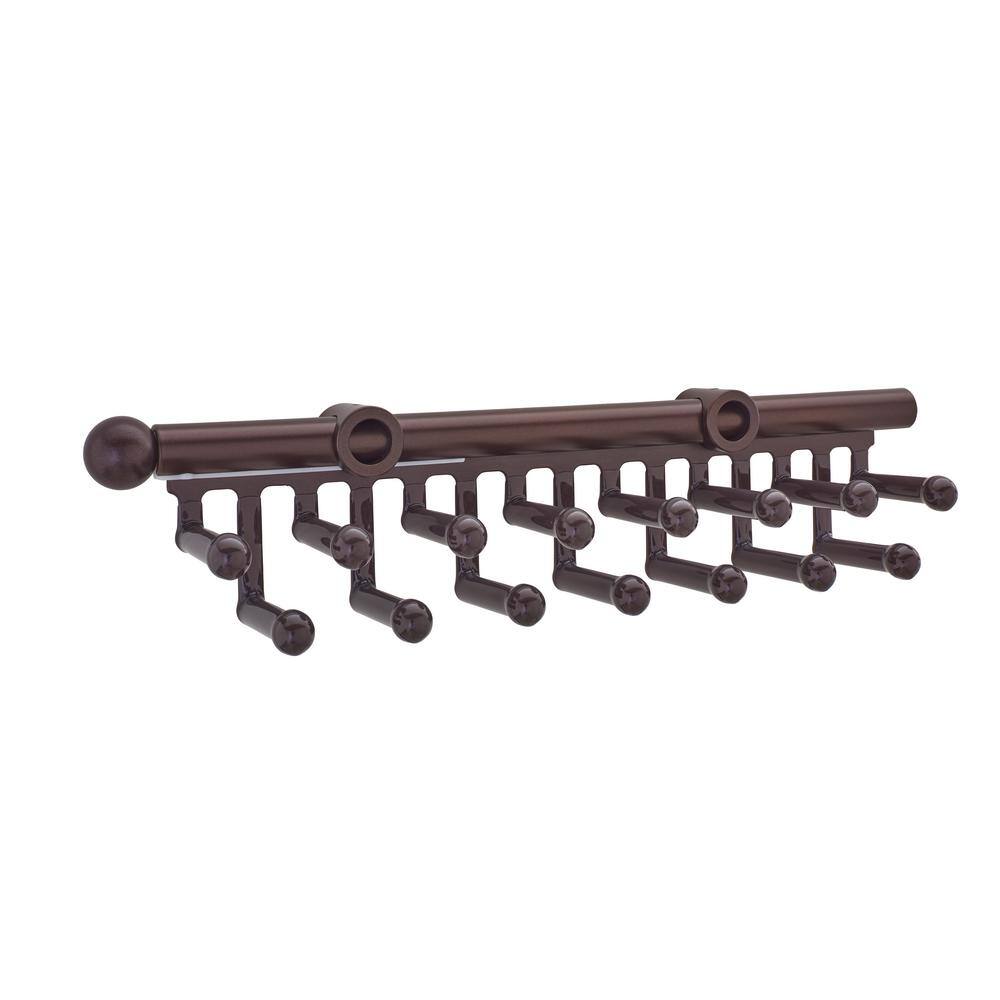 Rev-A-Shelf 2.5 in. H x 2 in. W x 14 in. D Oil-Rubbed Bronze Pull-Out 15-Hook TieScarf Rack CTR-14-ORB