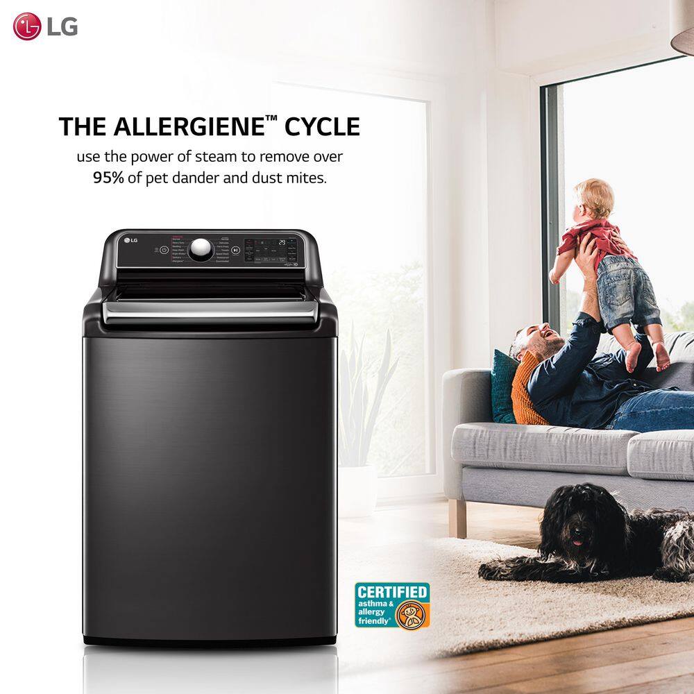 LG 5.5 Cu. Ft. SMART Top Load Washer in Black Steel with Impeller NeveRust Drum and TurboWash3D Technlogy WT7900HBA