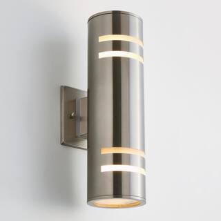 Artika V3 Stream Stainless Steel Modern Outdoor Hardwired Garage and Porch Light Cylinder Sconce AMP74