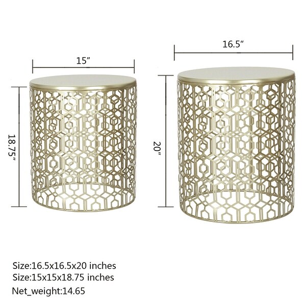 Adeco Set of 2 Round Nesting Side End Table Set - Set of 2