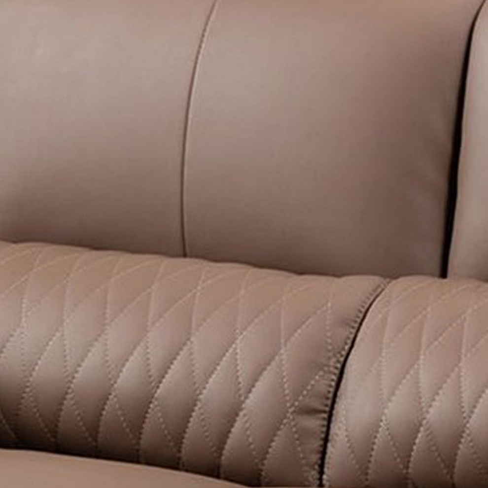 Leatherette Loveseat With Stainless Steel Mirror Accented Armrests  Brown   Contemporary   Loveseats   by VirVentures  Houzz