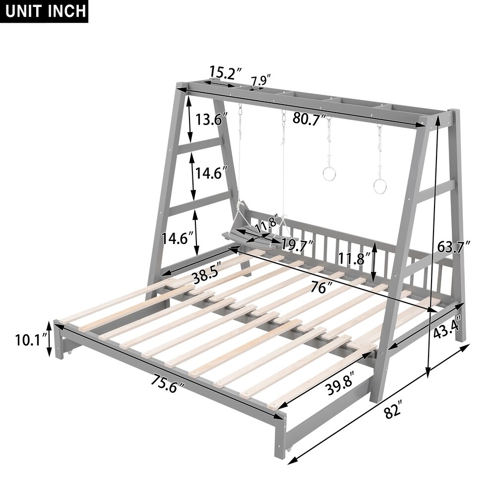 Extendable Twin Size Daybed with Swing and Ring Handles