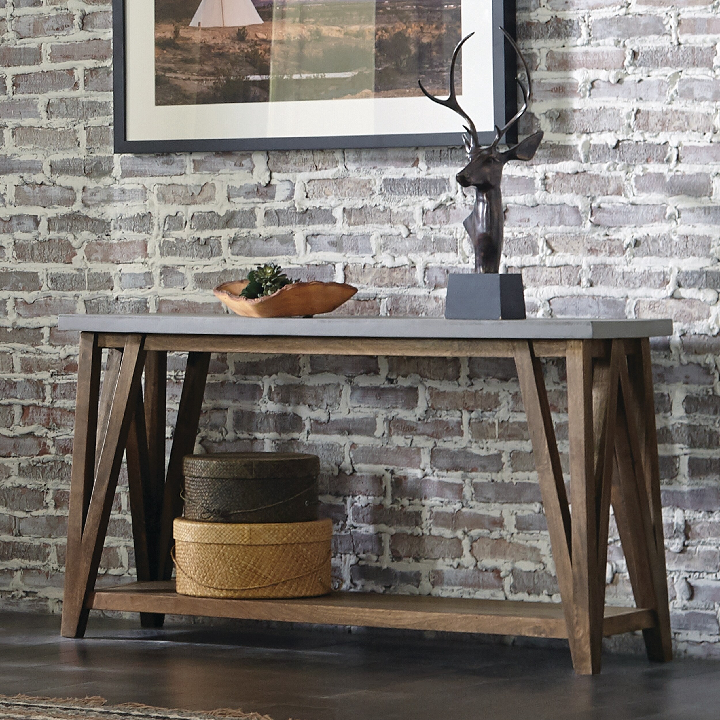 Carbon Loft Omer 52-inch Concrete Top Wood Console Table