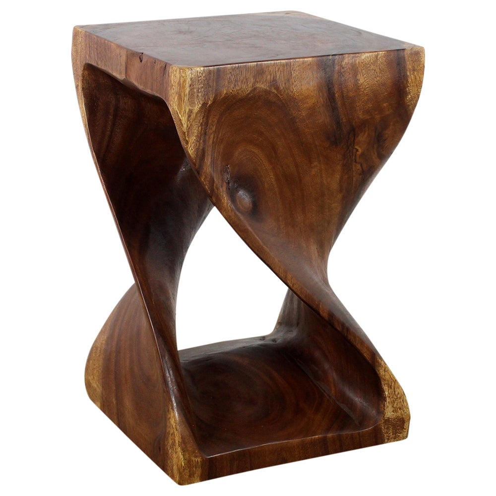 Haussmann? Wood Twist End Table 15 x 15 x 23 inch High Walnut Oil - 15 x 15 x 23