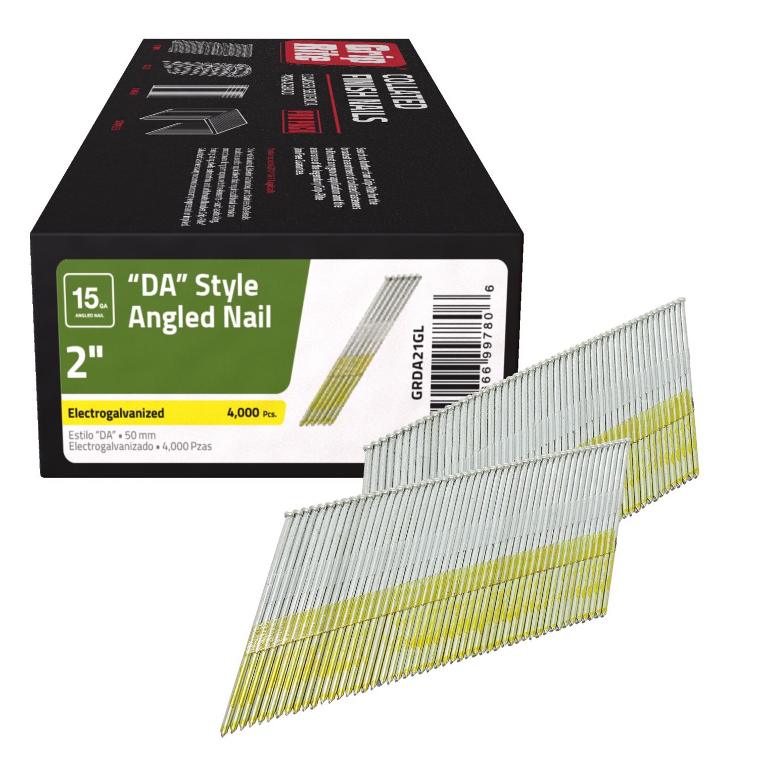 Grip-Rite 2 in. 15 Ga. Angled Strip Electro Galvanized Finish Nails 34 deg 4000 pk